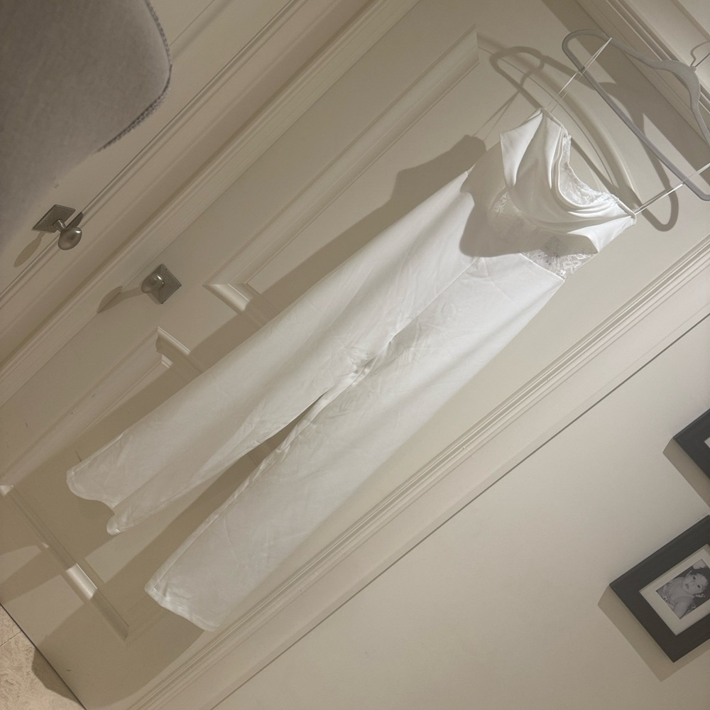 Elegant White Women's Flare Jumpsuit